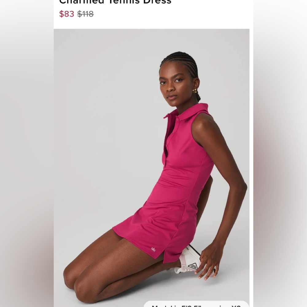 Alo Charmed Tennis Dress Magenta Crush Size Small